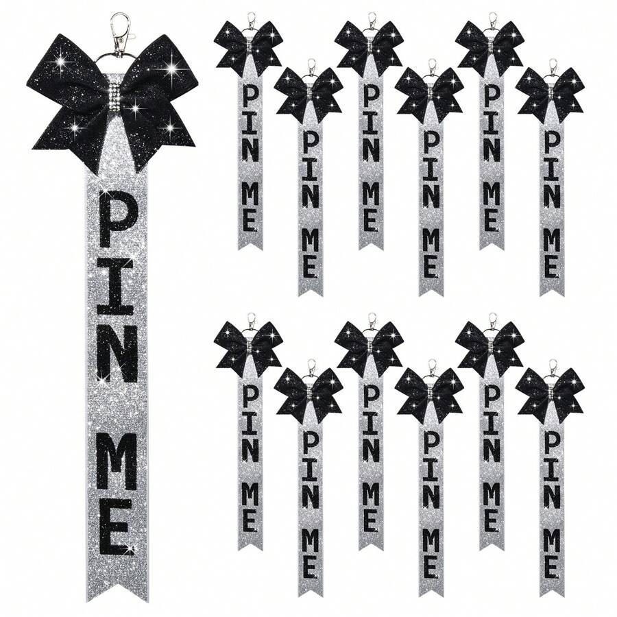 12pcs Cheer Pin Me Ribbon Cheer Keychain Cheer Ribbon Pins With
