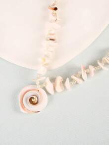 1pc White Shell Beads Decor Long Sweater Chain Necklace For Women - White - View 2