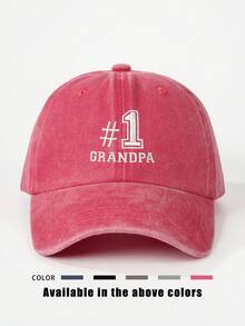 1 件刺绣“1 GRANDPA”水洗棒球帽，可调节户外防晒休闲帽，适合春季、秋季、旅行、海滩、Y2K 风格年轻人 - 刺繡 - 查看 11