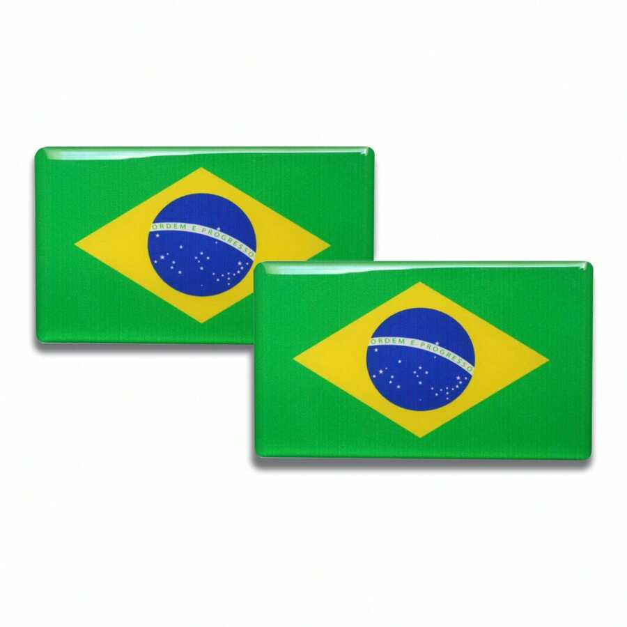 2 Resin Resin Brazil Flag Sticker, Car Relief 8X5 Cm Each - 均碼 - 查看 1