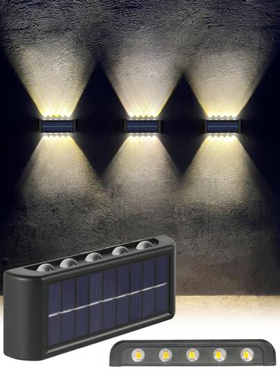 Đèn tường ngoài trời năng lượng mặt trời 10LED, kích thước lớn, ánh sáng ấm/trắng, thích hợp để trang trí sân vườn, hàng rào, cột (1 cái/2 cái/6 cái) Trang trí nhà mùa thu Trang trí ngoài trời