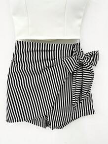 2pcs Neoprene Cropped Set With Padding+Skirt With Lined Shorts - 黑色 - 查看 4