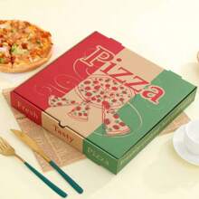 5 piezas de cajas de pizza cuadradas desechables de papel con tapas abatibles - Envases para llevar de cartón corrugado, adecuados para restaurantes, picnics y festivales
