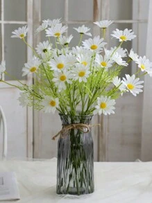 1PCS/2PCS/6PCS 洋甘菊仿真花，欧式餐桌小雏菊假花家居装饰，小野菊花，适合春夏季家居餐桌装饰、情人节、生日毕业礼物、秋季装饰、秋季 - 白色 - 查看 3