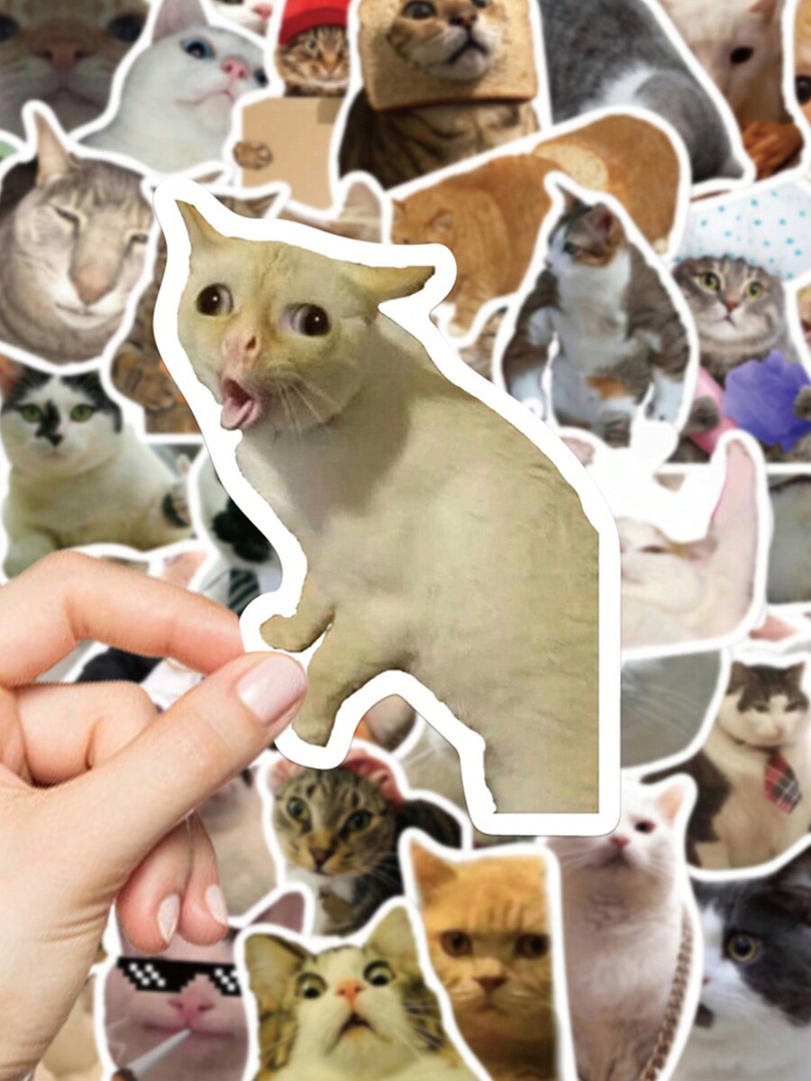50pcs Funny Cat Sticker Pack For Laptop, Phone Case, Water Bottle