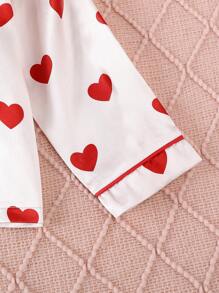 Young Girls Cute Heart Print Long Sleeve Top And Long Pants Set - Baby Pink - View 4
