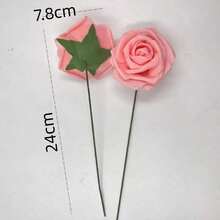 25PCS Artificial Flowers Black White 8CM Artificial Roses And Leaves With Rods European PE Foam Flowers - Multicolor - View 2