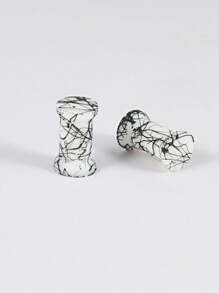 PAIR Silicone Ear Gauge Flexible Soft Double Flared Saddle Ear Plugs Cool Lines Ear Stretchers Tunnels Expanders Body Jewelry - As Shown - View 27