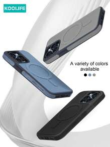 Phone Holder 1pc Koolife Three-In-One Magnetic Corrugated Texture Phone Case, Skin-Friendly Hard Shell, Simple Contrast Color, Compatible With Apple IPhone 12/12 Pro/12 Pro Max/13/13 Pro/13 Pro Max/14/14 Plus/14 Pro/14 Pro Max/15/15 Pro/15 Plus/15 Pro Max