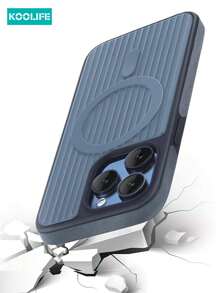 Phone Holder 1pc Koolife Three-In-One Magnetic Corrugated Texture Phone Case, Skin-Friendly Hard Shell, Simple Contrast Color, Compatible With Apple IPhone 12/12 Pro/12 Pro Max/13/13 Pro/13 Pro Max/14/14 Plus/14 Pro/14 Pro Max/15/15 Pro/15 Plus/15 Pro Max