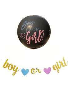 1pc Gender Reveal 36-Inch Balloon Kit For Newborn Baby Party Decorations, Boy Or Girl Announcement Baby Shower Family Decorations Gifts - Black - View 5