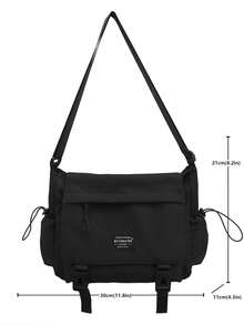 Simple Solid Color Flap Shoulder Bag For Men, Versatile Portable Campus Daily Commuting Crossbody Bag For Students, Elegant Business Casual Work Shopping Messenger Bags, Lightweight Large Capacity Outdoor Travel Satchel Purse Man Bag Back To School School Supplies Fall Halloween Teacher Travel Essentials Summer Men Gifts Christmas Men Bag School Bag Student Bag Book Bag Scream - Black - View 7
