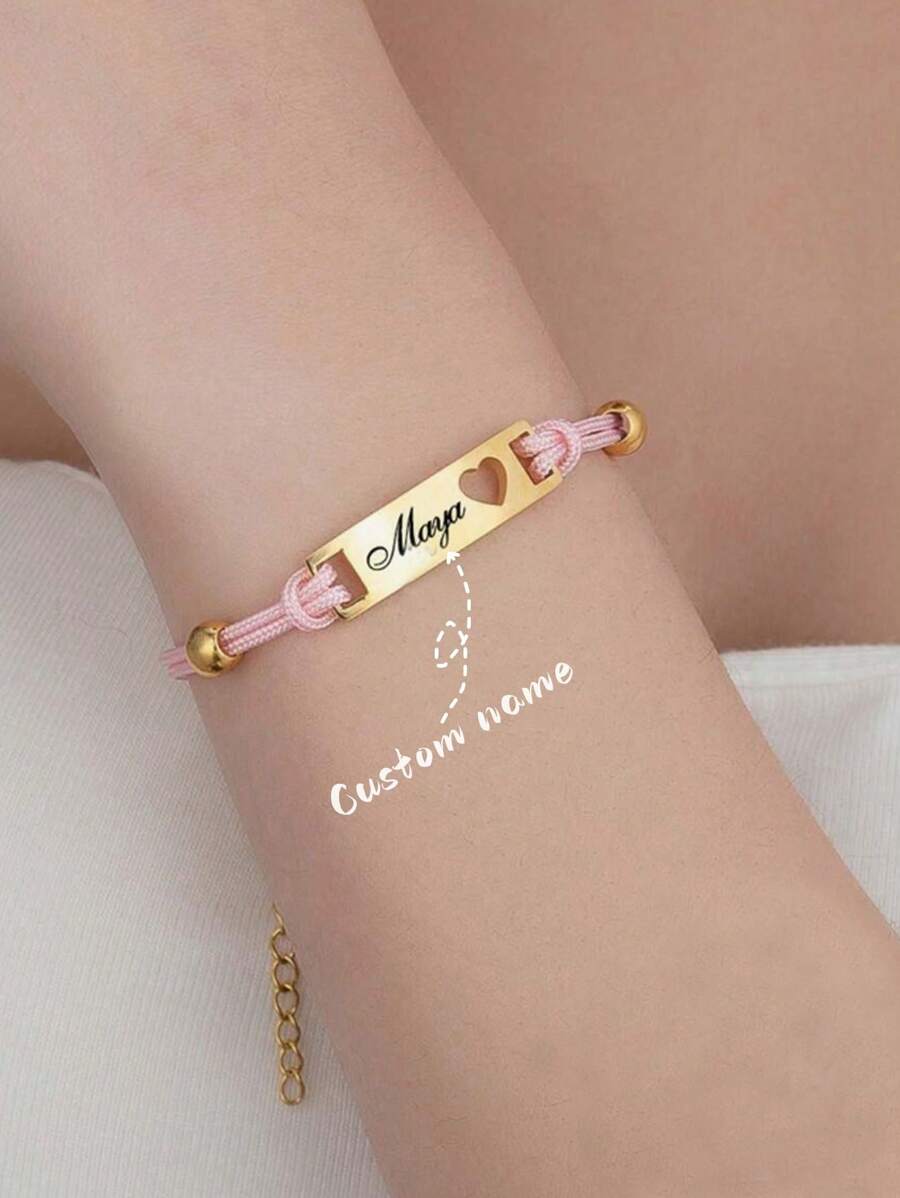 定制蝴蝶爱心月亮装饰纯色可调节绳子，DIY个性镂空字母手饰品，定制生日礼物情人节