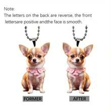 1 件亚克力粉色吉娃娃小狗形状多功能 2D 装饰，适用于汽车、背包、钥匙、手机配件、家居装饰、房间装饰、墙壁装饰