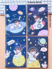 4pcs A5 Coil Bound Notebooks, 60 Sheets Each, Minimalist Design, Suitable For Students And Daily Notes