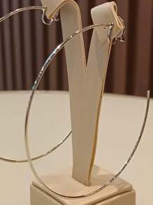 Ear Without Piercing 7.00 Cm Thin Hoop Snap Earring - Gold Or Silver - PRODUCT PRODUCED IN BRAZIL - 銀色 - 查看 2