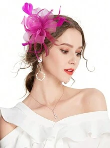 Fascinator Pillbox Hats For Women Feather Flower Church Derby Headband Clip Wedding Tea Party Hat, Mini Cap, Hair Accessories