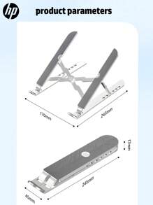 HP 1 Piece Multi-Color Portable Laptop Stand, Foldable And Adjustable Metal Laptop Stand, Heat Dissipation Lifting And Suspended Design And Non-Slip - Silver - View 5