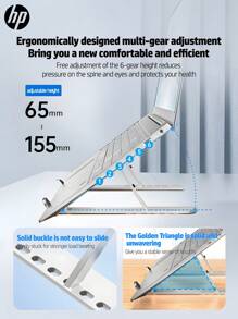 HP 1 Piece Multi-Color Portable Laptop Stand, Foldable And Adjustable Metal Laptop Stand, Heat Dissipation Lifting And Suspended Design And Non-Slip - Silver - View 3