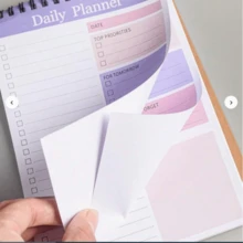 1 Peça Caderno de Arame Enrolado Simplificado Multicolorido, Planner Diário Grosso Adequado para Escola, Escritório - Multicolorido - Visão 4