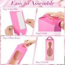 12 Stücke Rosa Geschenkboxen Set für Makeup Partys, enthält 6 hohe Bonbon-Boxen mit Fenster und 6 kleine Kämme für Hochzeit, Bridal-Shower, Prinzessin Geburtstagsfeiern