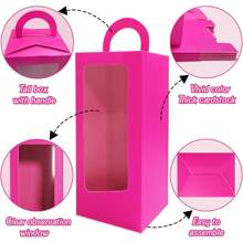 12 Stücke Rosa Geschenkboxen Set für Makeup Partys, enthält 6 hohe Bonbon-Boxen mit Fenster und 6 kleine Kämme für Hochzeit, Bridal-Shower, Prinzessin Geburtstagsfeiern