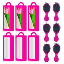 12 Stücke Rosa Geschenkboxen Set für Makeup Partys, enthält 6 hohe Bonbon-Boxen mit Fenster und 6 kleine Kämme für Hochzeit, Bridal-Shower, Prinzessin Geburtstagsfeiern