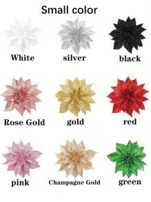 2/5/10/20 Peças Flores Artificiais para Decoração de Árvore de Natal e Decoração de Festa DIY, Branco, Prata, Champanhe, Ouro, Vermelho, Rosa, Natal - Flores de Natal estilizam gradualmente - Visão 5