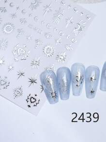 6 Bögen Bohemien Motiv Nail Art Aufkleber mit Stern, Mond, Muster und Herzform DIY