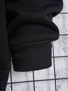 Men's Retro English Letter Casual Sweatshirt - Black - View 4