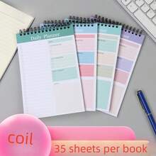 1 Peça Caderno de Arame Enrolado Simplificado Multicolorido, Planner Diário Grosso Adequado para Escola, Escritório - Multicolorido - Visão 1