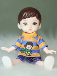 DOLL MEET One Piece 6 Inches Cute Baby Dolls, Boy Model 13 Movable Joints Plastic Painted Eyes, For Children Girl Birthday Gift Toys 3 Colors Clothes Child Doll Toys