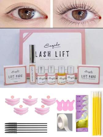 1 升级睫毛增强套装，专业半永久睫毛卷翘和波浪睫毛延长套装，持久防水防过敏睫毛烫发套装，适用于沙龙和家庭睫毛增强工具睫毛胶，睫毛胶