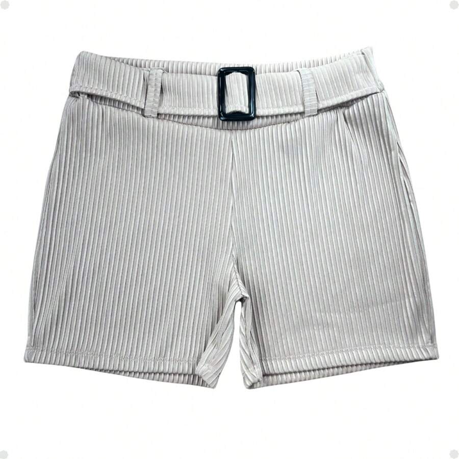 Exclusive Shorts With Ribbed Belt For Women, Elegant, Casual And Versatile - S To XXL - 白色 - 查看 1