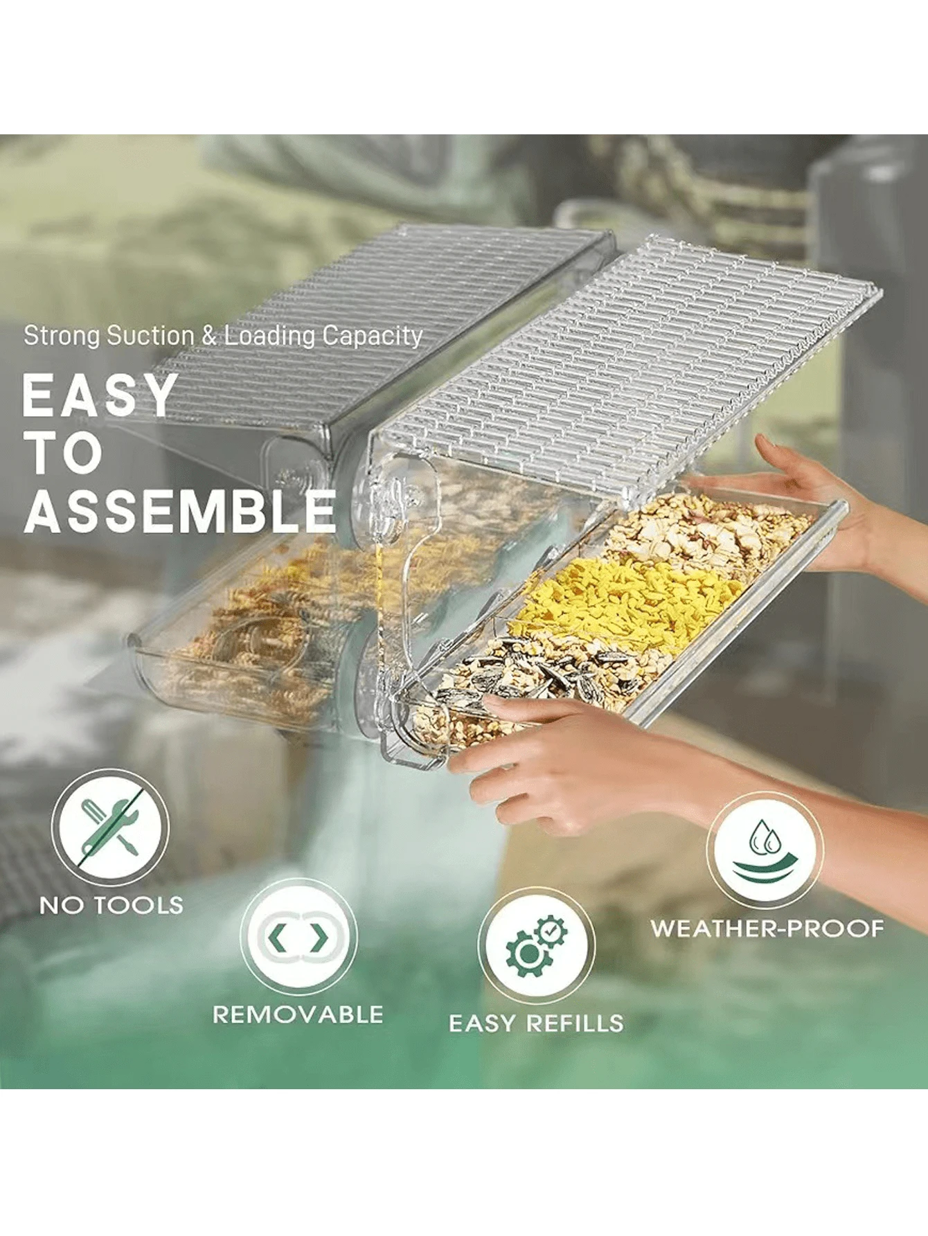 Outdoor Window Bird Feeder With Powerful Suction Cups Transparent Bird