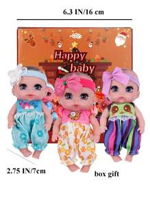 DOLL MEET One Piece 3+ Children Crying Reborn Baby Doll Smile Pink Hearts Eyes Cute 6 Inches Polly Pocket Swivel Mini Vinyl Doll 15.5Cm Gift Toys For Child