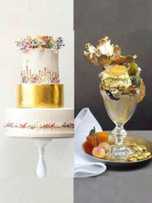 Feuilles d'or comestibles carrées de 100 pièces (pour la décoration uniquement), décoration de gâteau/dessert DIY, adaptées à la décoration d'anniversaire, de mariage et de fête, outils de décoration de gâteaux, décoration de coiffure de mariée