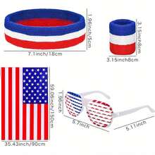 美国国旗服装斗篷美国太阳镜和美国国旗头带腕带男女 7 月 4 日独立日庆祝活动、万圣节派对 - 彩色 - 查看 2