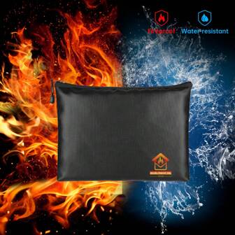 File Organizer Bag Portable Fireproof Waterproof Handheld File Bag Can Be Stored A4 Legal Documents Contract Information Certificates Documents Real Estate License Cash Key Suitable For Home Office Traveling School Using Silicone Material File Organizer Bag Size 34*25*3.5cm