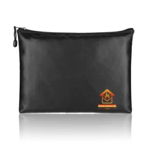 Bolsa Organizadora de Arquivos Portátil Resistente a Chamas, Pode Armazenar Documentos A4, Contratos, Informações, Certificados, Documentos, Licença Imobiliária, Dinheiro, Chave, Adequada para Uso Doméstico, Escritório, Viagem, Escola, Feita de Material de Silicone, Tamanho da Bolsa Organizadora de Arquivos: 34*25*1cm - Preto - Visão 5