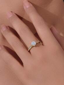 Cubic Zirconia Decor Sterling Silver Ring Wedding Engagement Bridal Jewelry