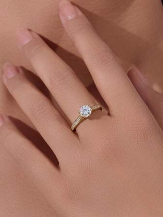 立方氧化鋯裝飾純銀戒指婚禮訂婚新娘首飾