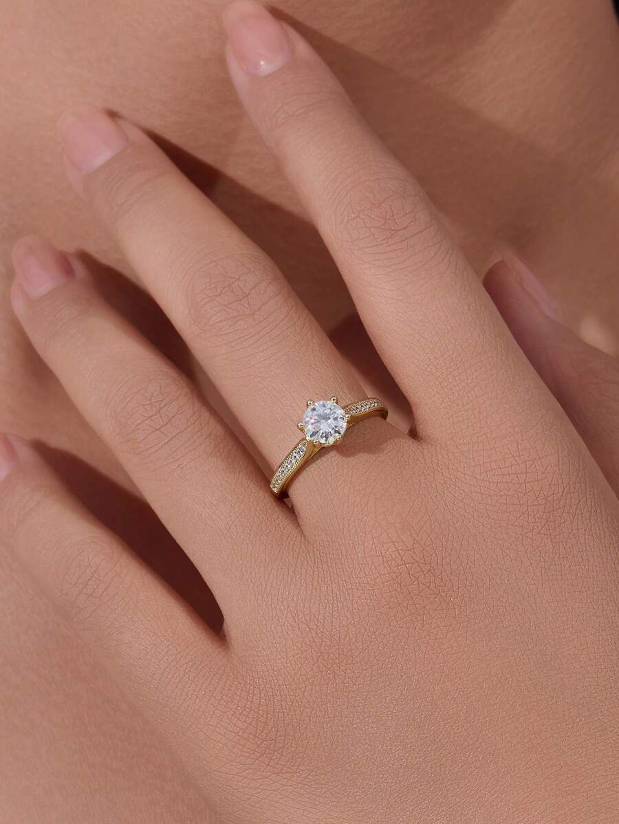 Cubic Zirconia Decor Sterling Silver Ring Wedding Engagement Bridal Jewelry