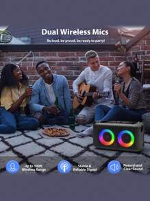 JYX Karaoke Machine With 2 Wireless Microphones,Portable Bluetooth Speaker For Adults & Kids,PA System Singing Karaoke Speaker With LED Lights,Supports TF Card/USB, AUX In,True Wireless Earbuds For Home Party/Outdoor