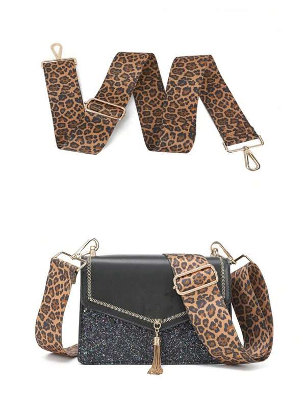 38mm Wide Adjustable Replacement Shoulder Strap For Handbag Backpack In Leopard Print, Export Quality, Padded & Long For Load Bearing