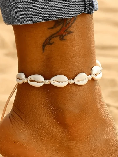 1pc Bohemian Shell Anklet For Women Summer Beach Barefoot Bracelet Ankle Chain Jewelry Accessory