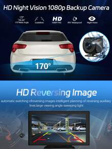 1 套，倒车后视摄像头 1080P 防水夜视，带 9 英寸大高清便携式蓝牙 CarPlay 车载触摸屏，无线车载立体声音响，支持 Apple CarPlay 和 Android Auto，适用于所有汽车的车载播放器/导航/多媒体 - 黑色 - 查看 6