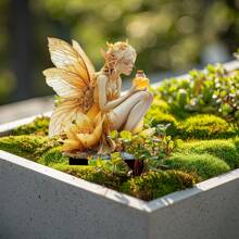 1 件装仙女花园雕像，亚克力仙女手捧蜂蜜罐草坪装饰，适合花园、露台或花盆的装饰艺术品 - 多色 - 查看 1