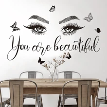 1pc olho & borboleta adesivos decalque de parede decalque à prova dwaterproof água adesivos quarto coisas decoração para casa para penteadeira sala de estar sala de maquiagem para irmãs, mãe para irmãs, mãe
