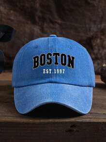 1件中性戶外休閒時尚 BOSTON 字母印花個性化熱門四季可調尺寸棒球帽 - 水洗棒球帽 - 查看 10